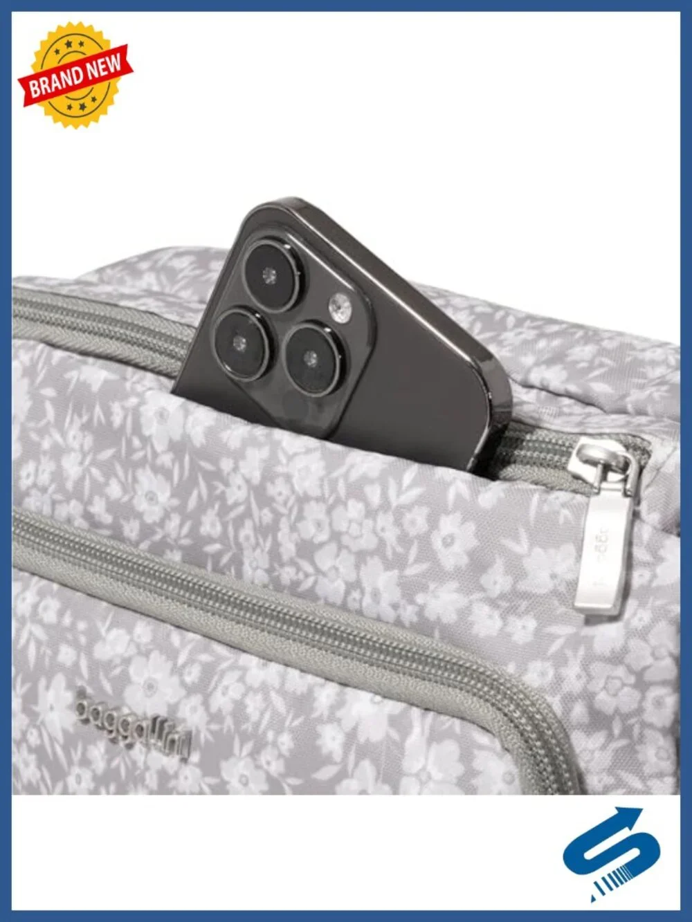 Nylon Crossbody Bag with RFID Wallet, Adjustable Strap